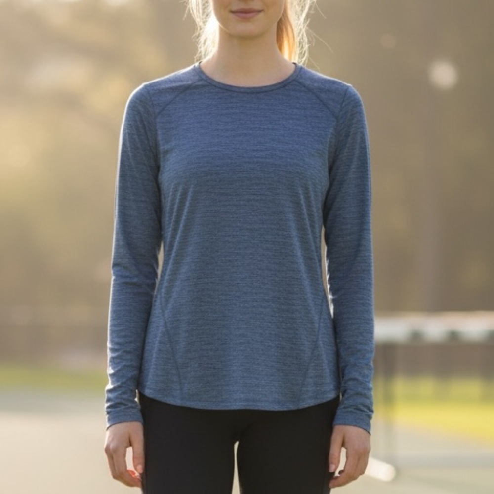 REI Co-op Active Pursuits Long Sleeve Crew Performance Shirt Heather Blue S